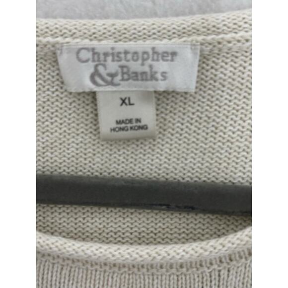 Christopher & Banks Sweate XL Hand Embroidered Cat Kitty Flowers Cottage Grandma - Picture 3 of 11